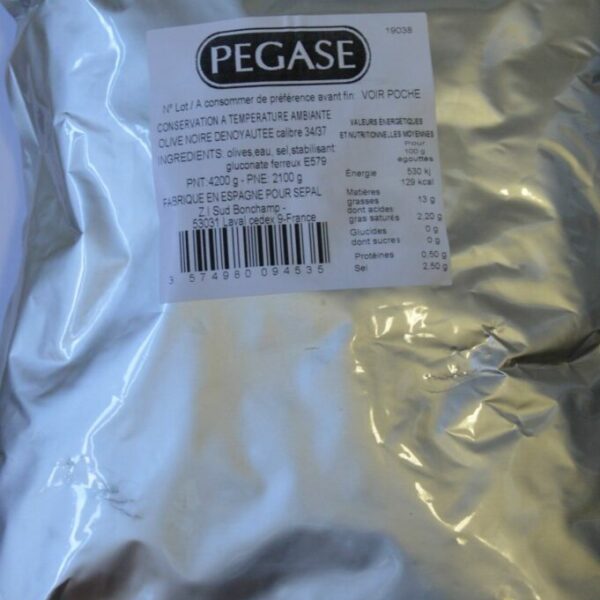 Olives Noires Dénoyautées calibre 34/37 poche de 2.100kg