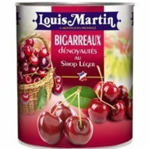 Cerises dénoyautées bigarreaux au sirop léger boite 4/4 850gr (Préco)