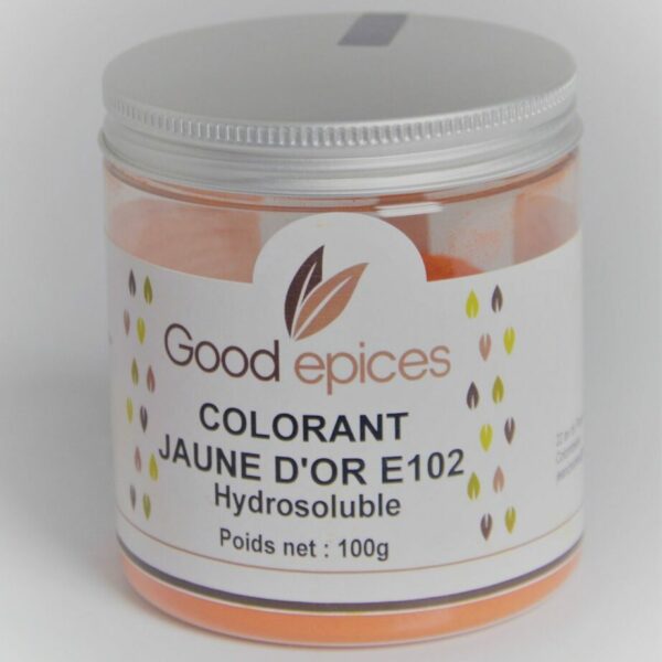 Colorant alimentaire jaune d'or E102 hydrosoluble 100gr (Préco)