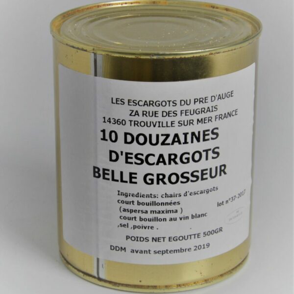 Escargots 10 douzaines belle grosseur boîte 4/4