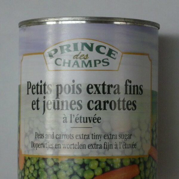 Petit pois Extra Fin et Jeune Carottes a l'etuves boite 4/4