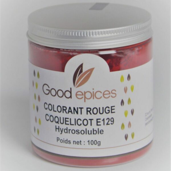 Colorant Alimentaire Rouge coquelicot E129 hydrosoluble 100gr